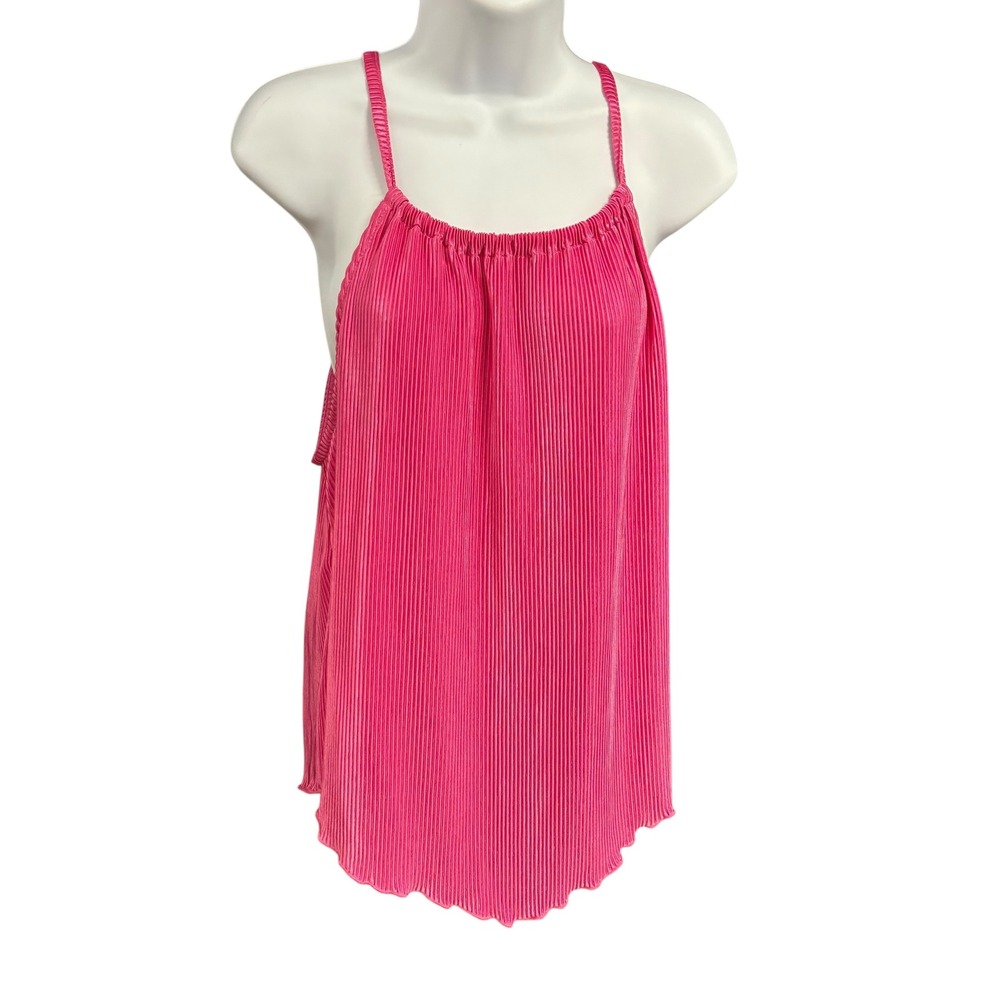 Almost Famous Pink Pleated Spaghetti Strap Tank Top Women's Size M